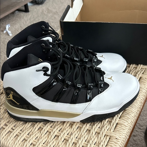 Jordan Black, White, and Gold Athletic Shoes - Picture 4 of 5